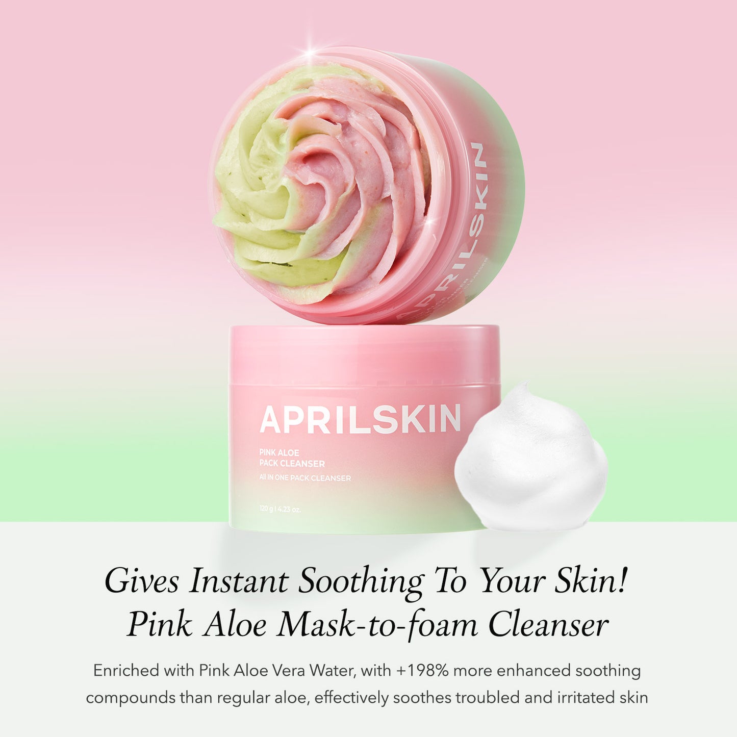 Pink Aloe Mask-To-Foam Soothing Cleanser - APRILSKIN SG