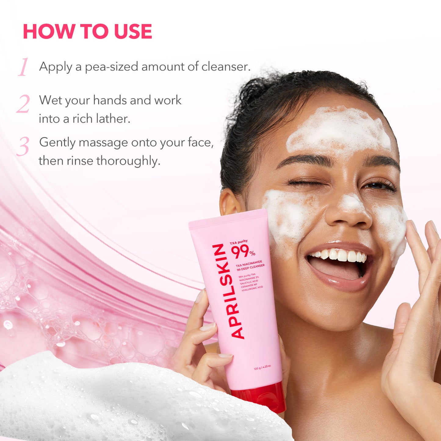 TXA Niacinamide 99 Pore Care Pink Bubble Gum Deep Cleanser - APRILSKIN SG