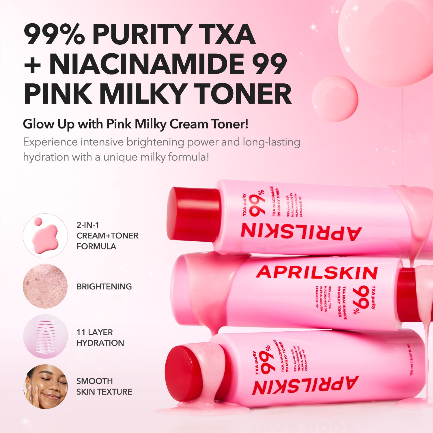 TXA+Niacinamide 99 Pink Milky Toner - APRILSKIN SG